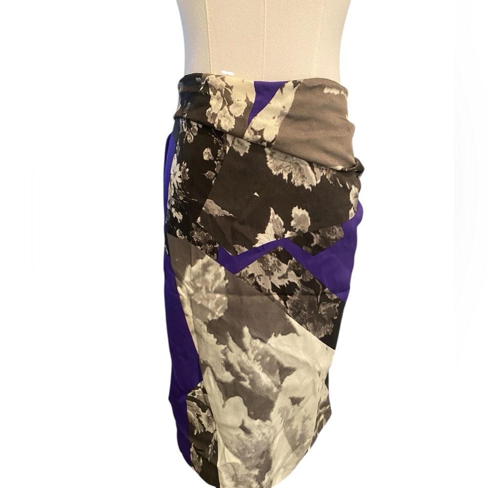 Dries Van Noten Metallic and Purple Silk Skirt